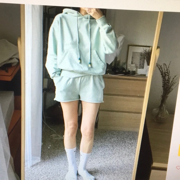 STAUD/“SAGE” TIE FRONT SWEATSHORTS - Picture 1 of 7